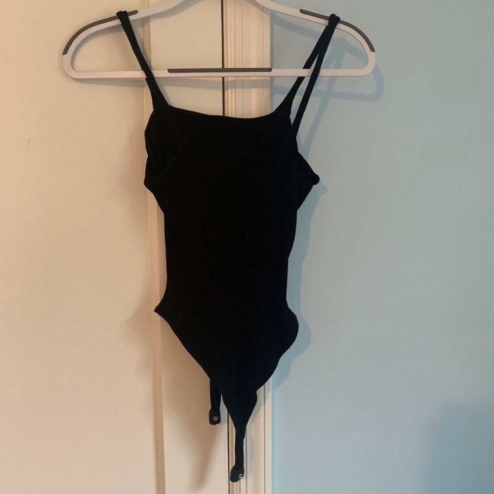 BLOOMINGDALES Aqua Black Bodysuit